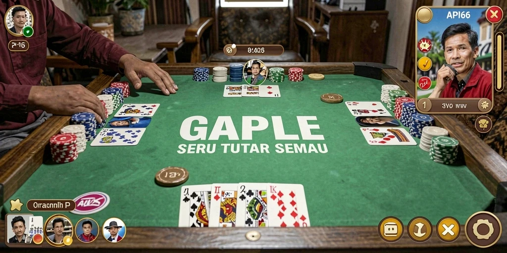 Gameplay seru dari API66 menampilkan pertandingan Gaple yang mendebarkan.