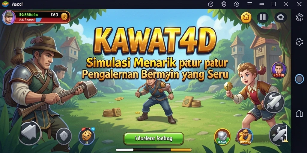 Screenshot gameplay KAWAT4D dengan grafis interaktif.