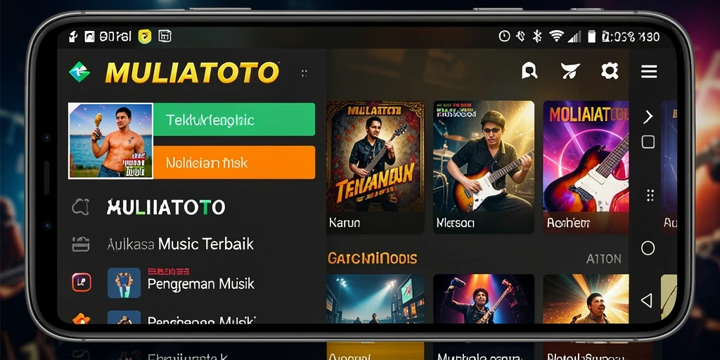 Screenshot gameplay MULIATOTO menampilkan pengalaman mendengarkan musik yang seru.