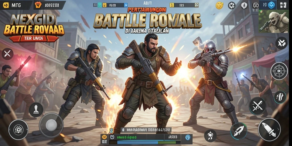 Tangkapan layar NEXGID menunjukkan aksi Battle Royale yang mendebarkan.