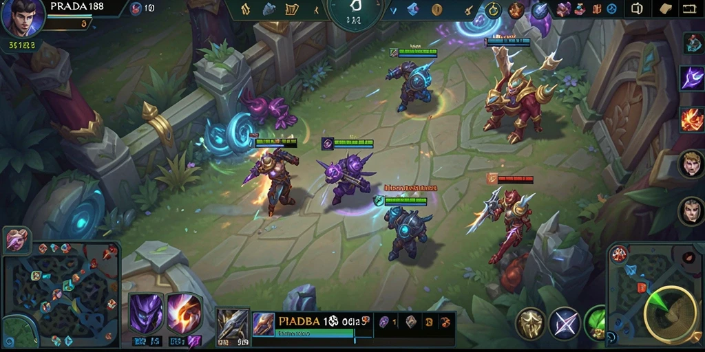 Screenshot PRADA188 menampilkan aksi gameplay MOBA yang seru.