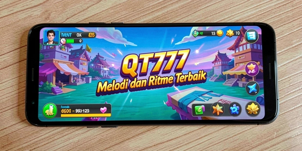 Tampilan screenshot utama QT777 menampilkan gameplay Music yang interaktif dan menarik.