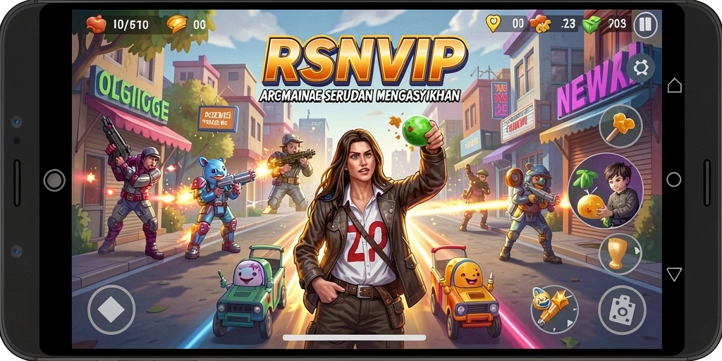 Screenshot utama RSNVIP menampilkan gameplay Arcade yang seru dan mendebarkan.